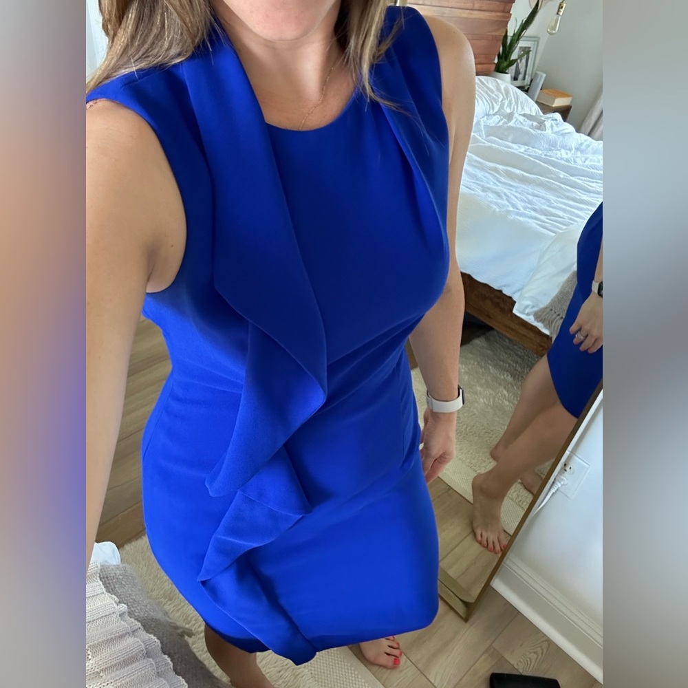 Antonio Melani cobalt blue ruffle dress in size 6.